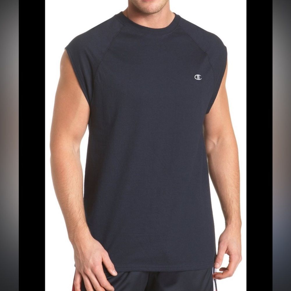 Champion Menโs Powertrain Navy Blue Big Tall Sleeveless Muscle Tank Shirt 2XL